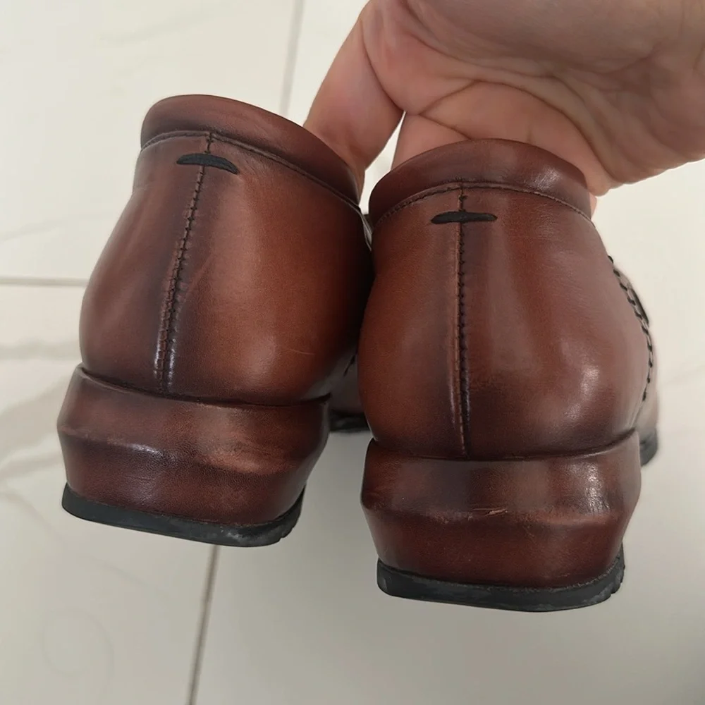 Women's Leather Mephisto Air-Relax Slip Ons Loafers Sz 9.5 Brown Cognac Comfort